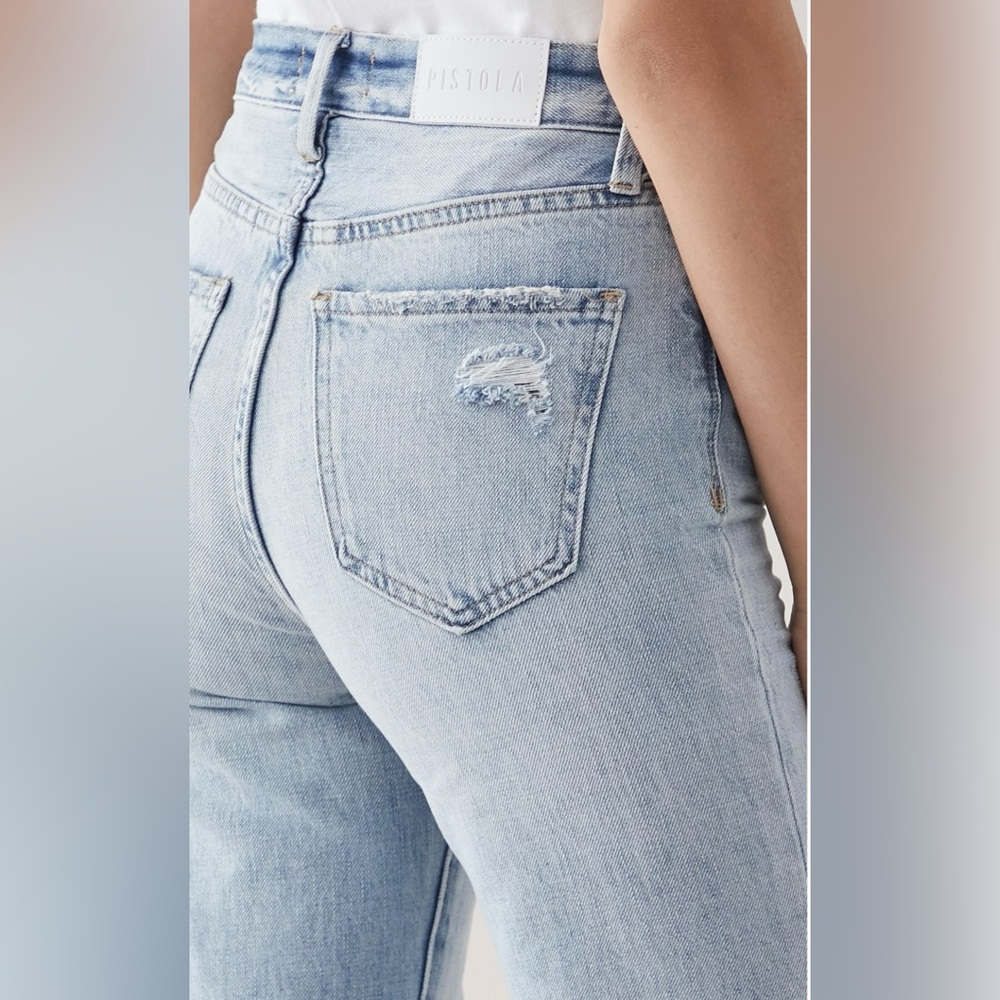 EUC PISTOLA Cassie high rise light wash straight leg jean. Size 27/4. - Picture 3 of 9